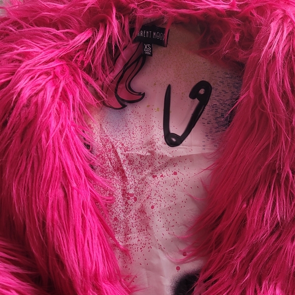 Vibrant Pink Faux Fur Coat Xs/s - Picture 3 of 6